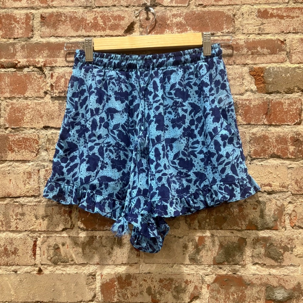 MISA Los Angeles Inca Shorts Blue Floral Ruffle Drawstring Size Small - Picture 6 of 10